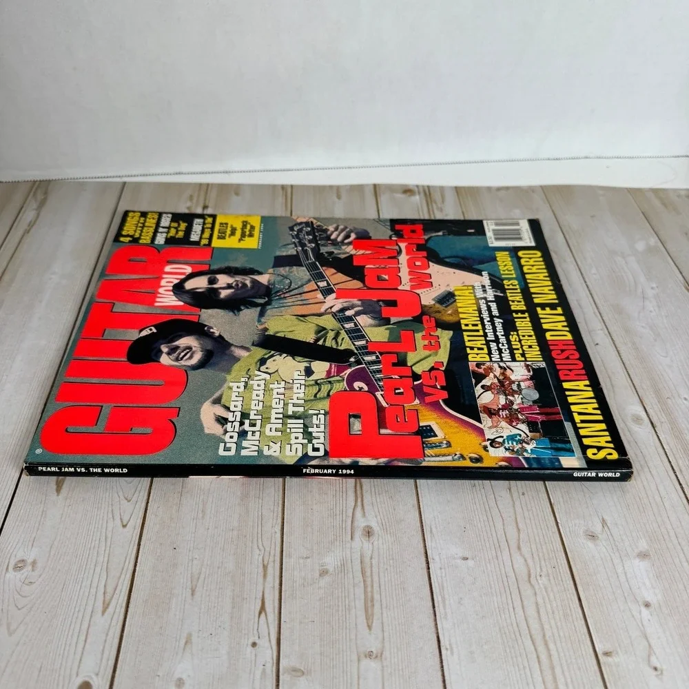 Guitar World Feb 1994 Pearl Jam Rush Santana Pantera WITH Beatles Poster